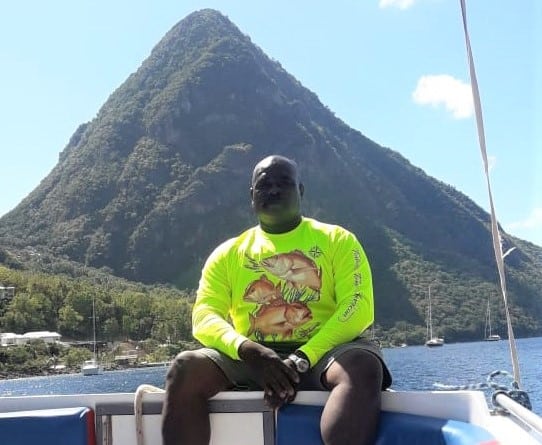Spencer Ambrose and the Gros Piton at Jalousie/Sugar Beach, St. Lucia