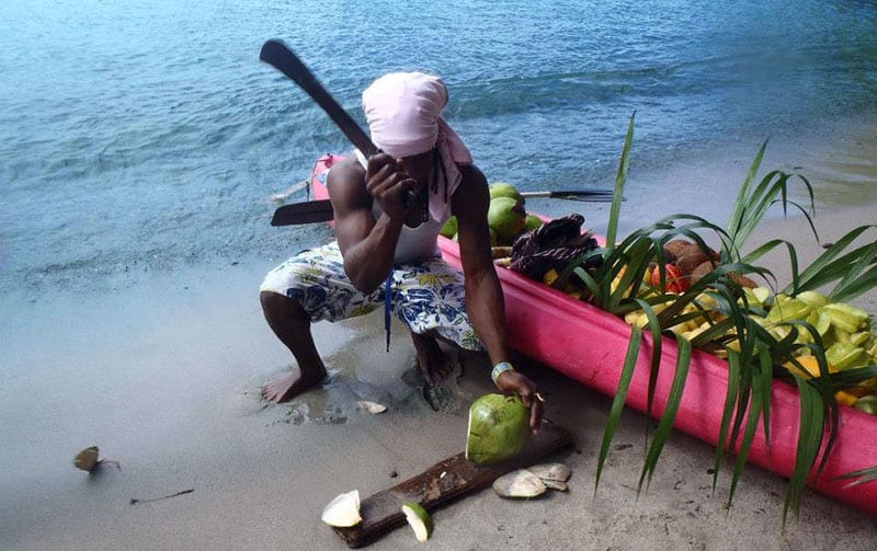 Fruit vendor on Jalousie Beach, Spencer Ambrose Tours, St. Lucia