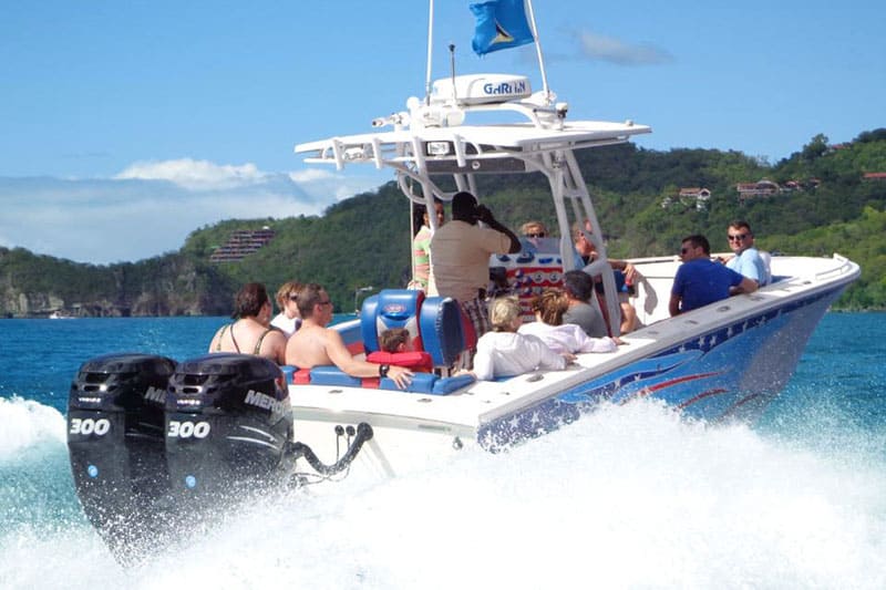 Modern Twin Engine Speedboat, Spencer Ambrose Tours, St. Lucia