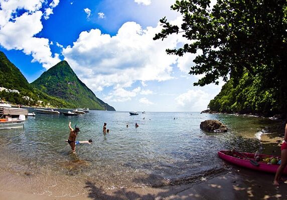 Swimming and Snorkeling at Jalousie/Sugar Beach, Spencer Ambrose Tours, St. Lucia